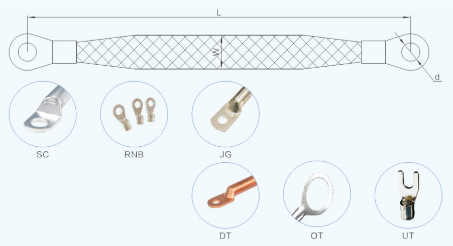 金桥铜编织带软连接两端铜端子图纸